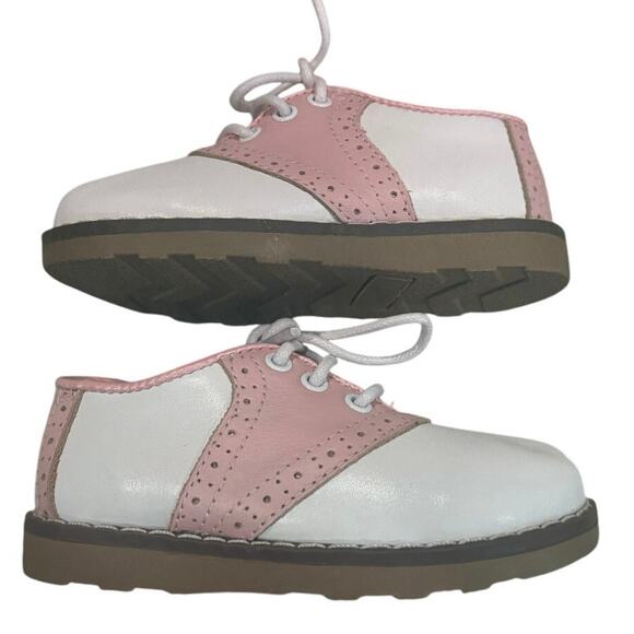 New Tiny Toes Nation Retro Pink White Saddle Shoes Sz 7 fits Like 6C - Picture 1 of 16